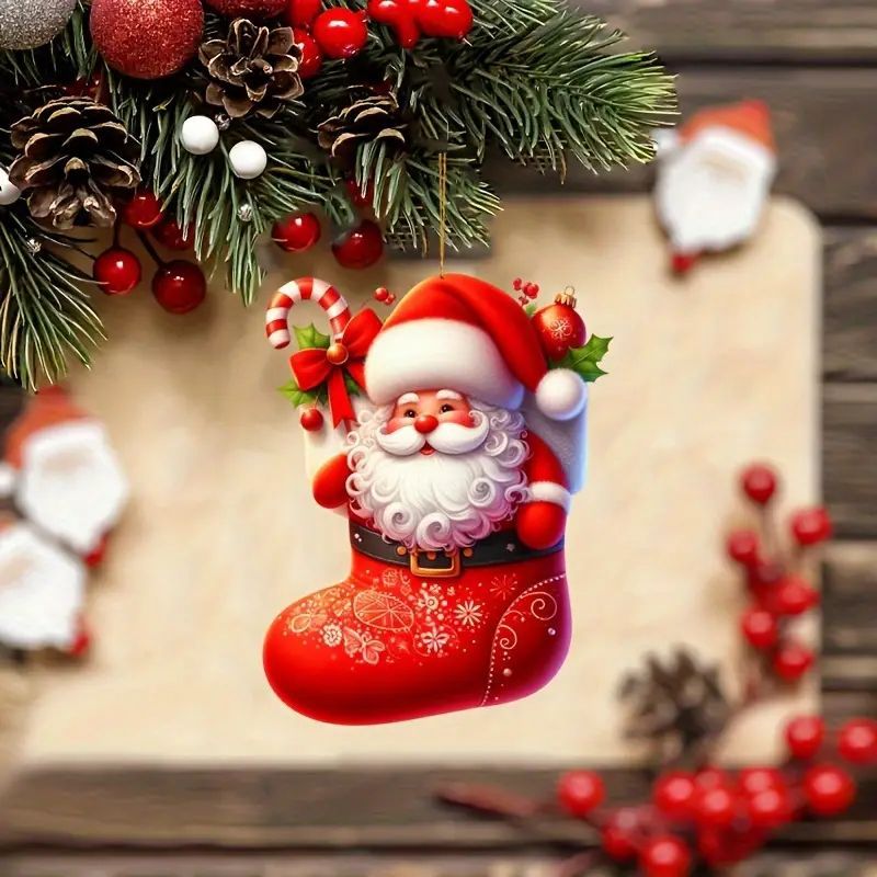 Nuevos productos de Navidad Santa serie de decoraciones de árbol de Navidad para automóviles colgante acrílico image 2