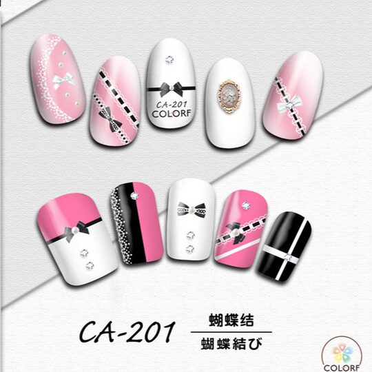 Cross-border foreign trade explosions CACB simulation 3D nail stickers black bow gold bow lace butterfly wholesale