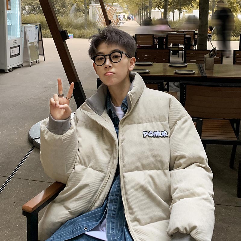 Pana cuello interior color traje de algodón masculino 2023 invierno café marrón abrigo tendencia americana retro pan caliente