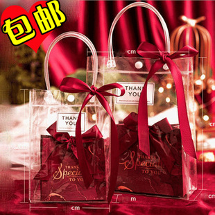 Pvc Transparent Handbag Souvenir Wedding Candy Packaging Plastic Ins Style Handheld Gift Bag Ready for Customizable Patterns