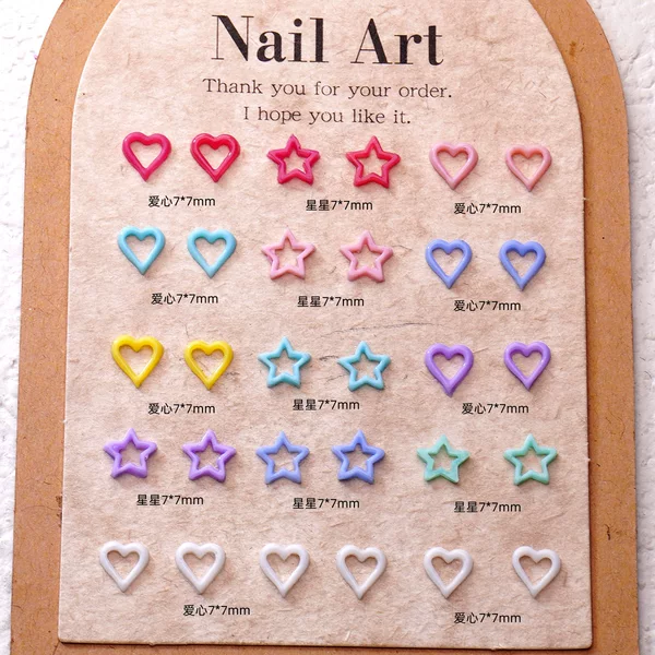 Dopamine Hollow Macaron Color Five-Pointed Star Nail Art Accessories Cute Three-Dimensional Love Resin Wearable Nail Accessories