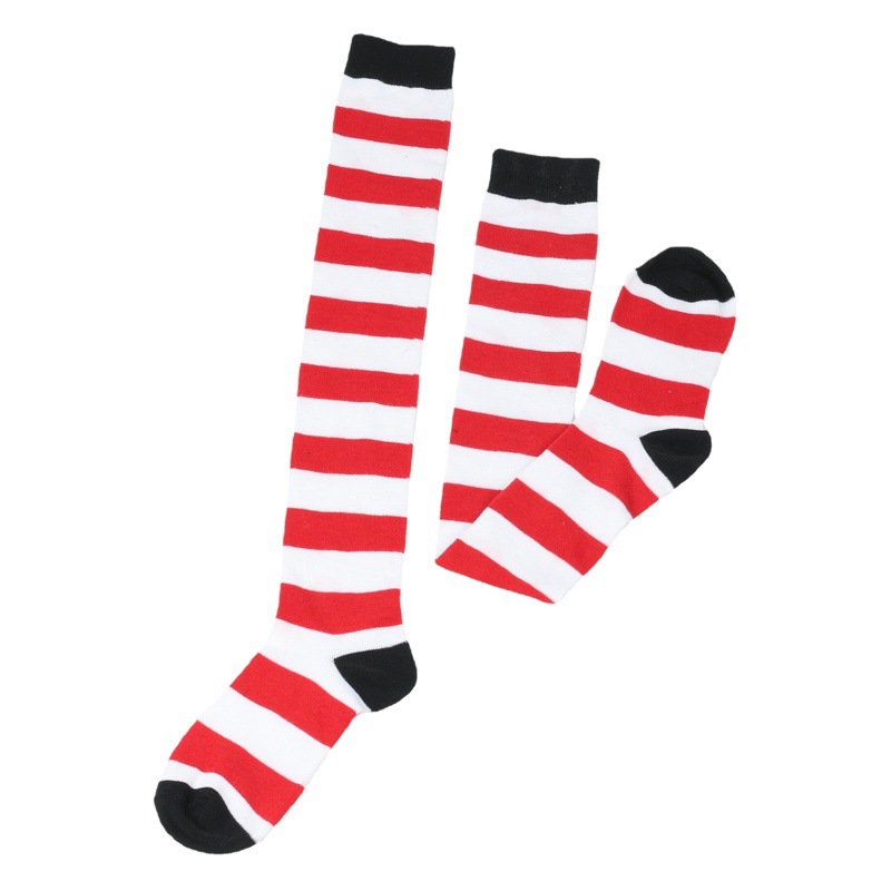 Cross-border children's Christmas socks knitted striped high socks girls knee socks European and American stockings cosplay socks