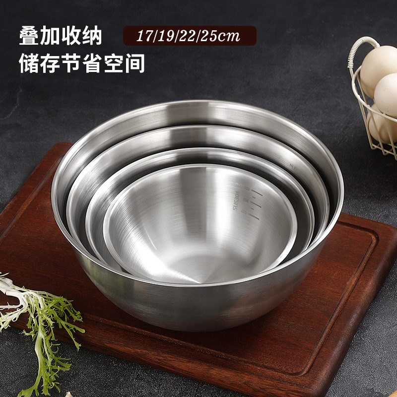 stainless steel salad basin cooking basin thickened household and basin scale basin kitchen egg basin mixing baking