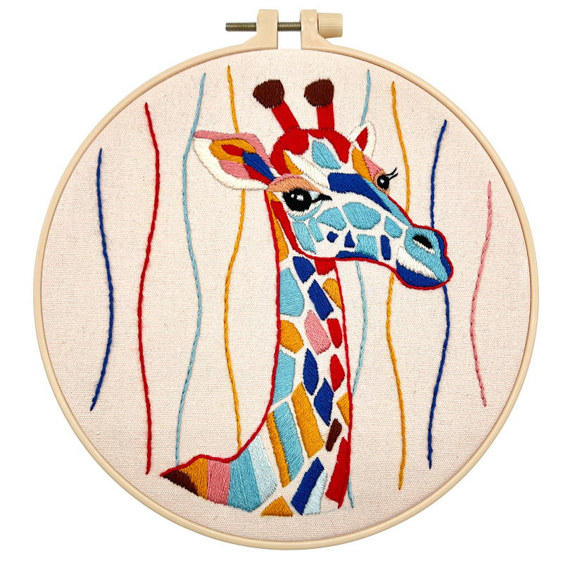 Nueva girafa encantadora dibujos animados colgar pintura Ludiy bordado material artesanal bolsa colgar pintura de la sala de estar para niños colgar pintura creativa