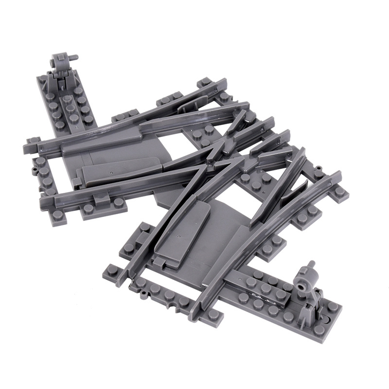 Bloques de construcción de tren de la ciudad Tren de la vía recta carril curvo carril Tenedor carril suave piezas de montaje Juguetes