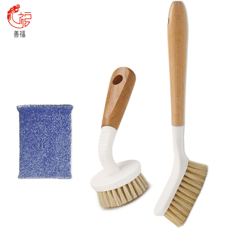Dish Brush Sisal with Bamboo Handle Dish Brush for Saucepan, Pot, Dishwashing and Cleaning Brush