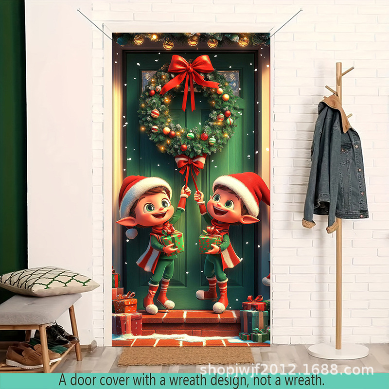 TEM Amazon transfronterizo nueva decoración de la cubierta de la puerta de Navidad rojo Santa Claus regalo cubierta de la puerta ambiente festivo fiesta