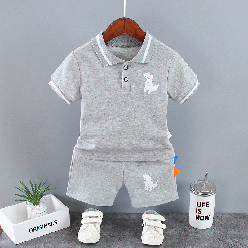 Bojiewen short-sleeved suit lapel dinosaur gray