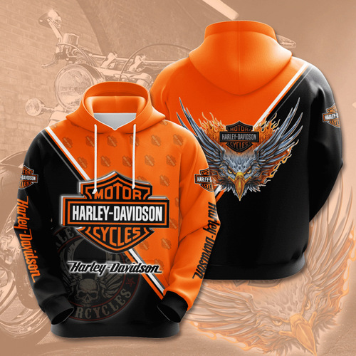  European and American Cross-border New Men's Harley Motor 3D Digital Printing Hooded Sweatshirt