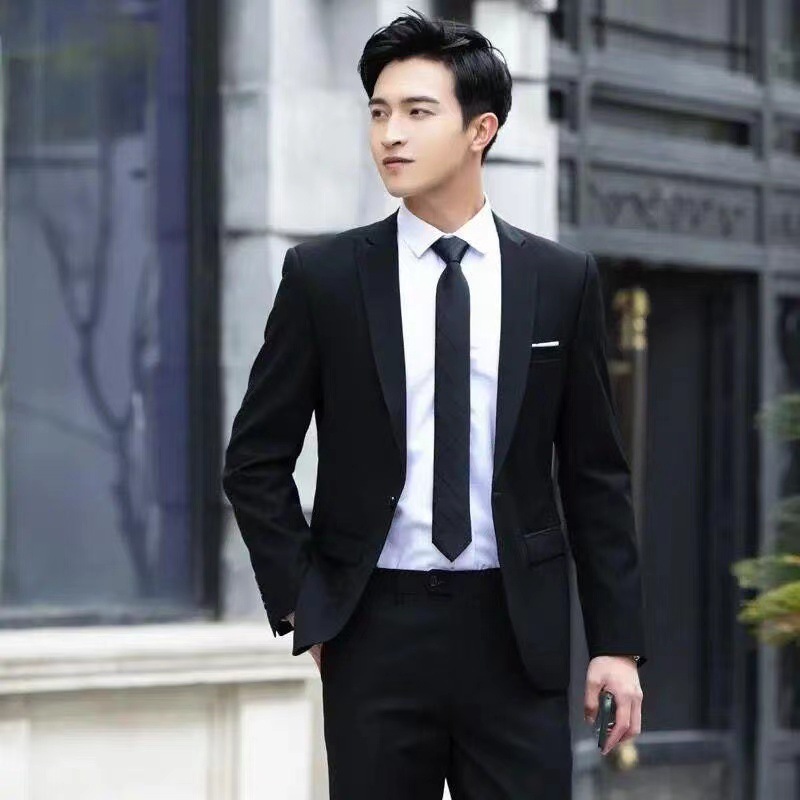 Men's Spring and Autumn Suit Men's Korean Style Slim Professional Formal Suit Men's Three-Piece Wedding Groomsmen Dress