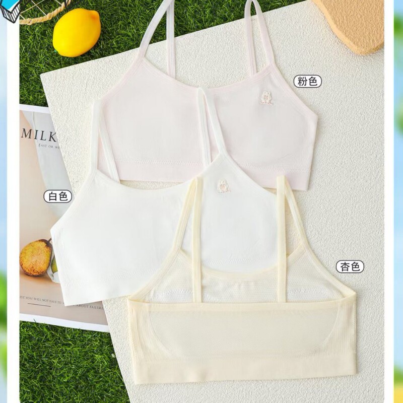 Small Size Thin Style Junior High School Student Underwear with Fixed Cups for Developing Girls, Breathable Anti-Exposure Camisole Bra Small Size Thin Style Junior High School Student Underwear with Fixed Cups for Developing Girls, Breathable Anti-Exposure Camisole Bra