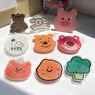 ins cute bear Pacha dog flower mobile phone airbag bracket telescopic folding adhesive portable desktop lazy
