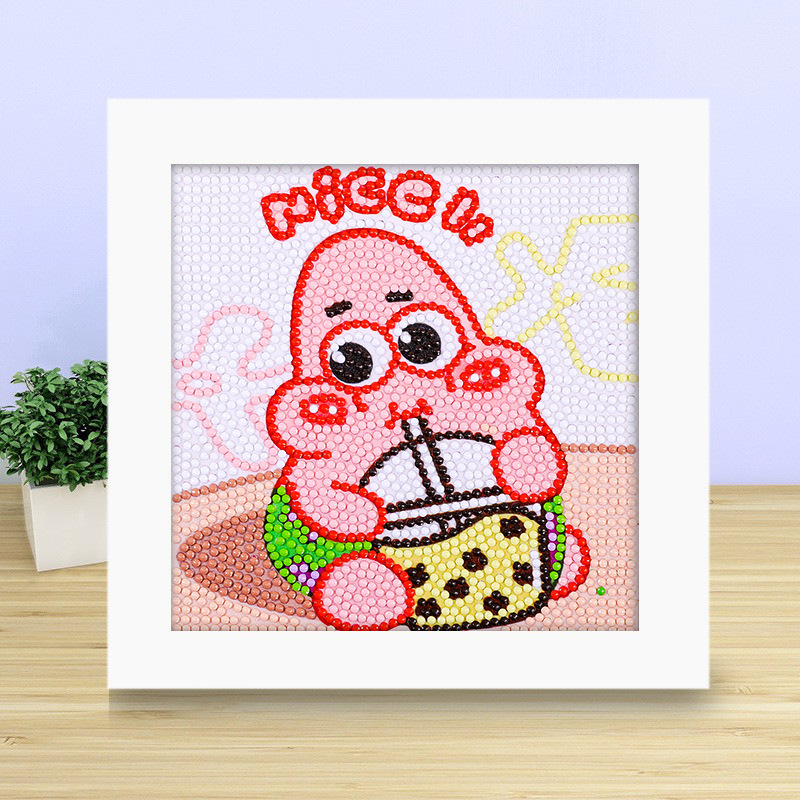 Pintura de diamante DIY con marco de fotos para enviar lleno de diamantes y pintura de diamantes para hacer pintura al óleo de dibujos animados educativos para niños 2024 ladrillo pegajoso y diamantes brillantes