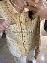 ins小碎花长袖睡衣女款春秋季长裤新款可外穿薄款宽松家居服套装