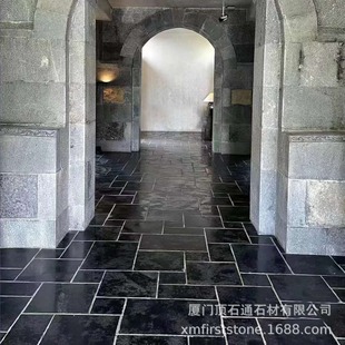 Black Lyme Stone Matte Floor Tile French Living Room Kitchen Bathroom Non-slip Natural Shaolin Black Antique Black Hole Stone