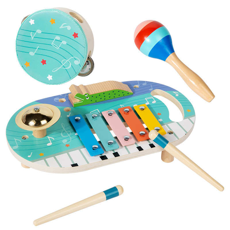 Juguetes educativos Montessori para niños pequeños, sonajero de mano de madera, juguete de sonajero de agarre relajante, instrumento de percusión multifuncional