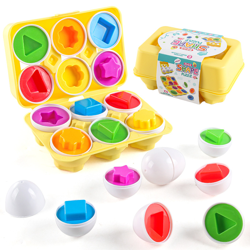 Puzzle infantil educación temprana inteligente huevo pares de huevo torcido infantil cognición de forma multicolor juguete de huevo simulado