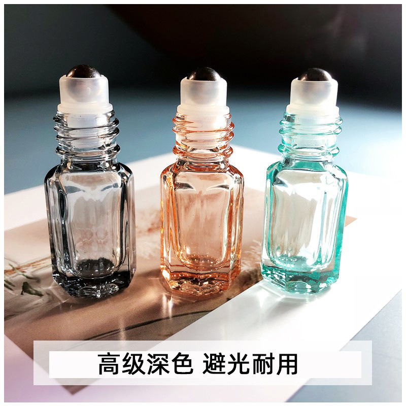 卸売り3ml 6ml 10ml八角ボール瓶のカラーガラス香水瓶の精油瓶のボールを分けて瓶を詰めます。|undefined