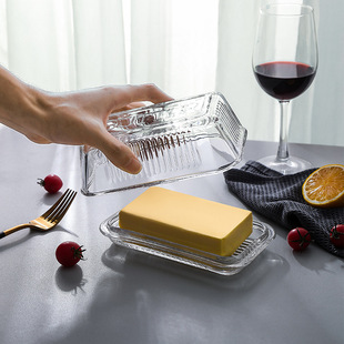 Green Classic Nordic Simple Glass Buline Dish Household Multifunctional Transparent Cake Cheese Box Creative Glass Tableware