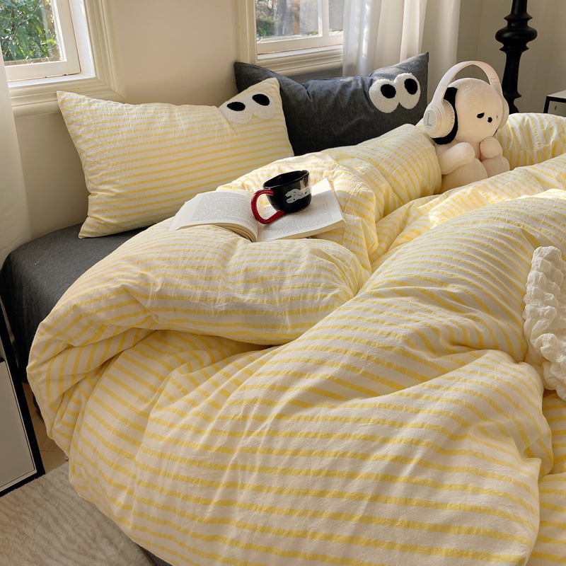 Juego de cama de algodón grueso de cuatro piezas 2025 nuevo estilo dormitorio de otoño e invierno sábanas de algodón funda edredón Juego de cama de tres piezas 4