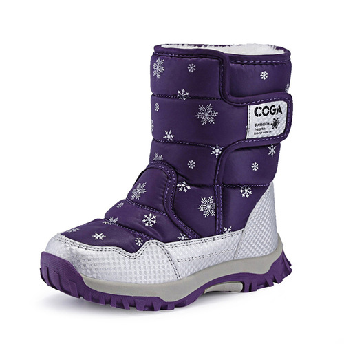 Children's Snow Boots Winter Big Kids Fleece Lined Thick Warm Tall Snow Boots for Boys and Girls Slip-Resistant Cotton Boots