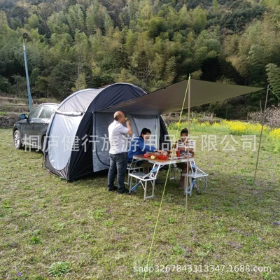 Extended Canopy with Mesh, Car Rear Extension Tent, Multi-Person Rainproof Sunshade Trunk Tent, Car Rear Tent