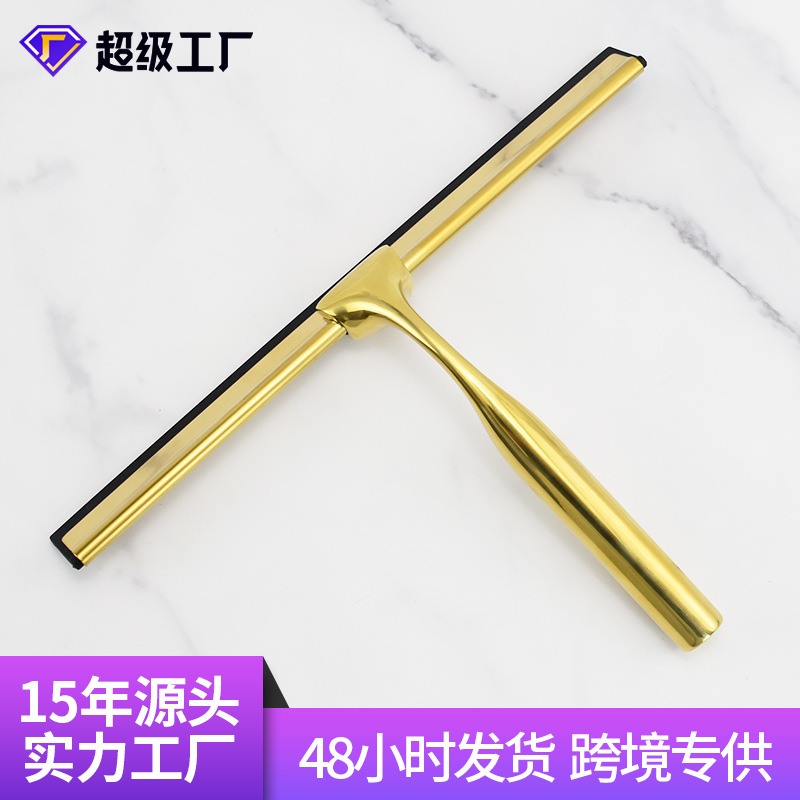 Limpiador de cristal dorado hogar raspador de ventana de acero inoxidable limpiador de ventanas manual baño vidrio porcelana superficie herramienta de limpieza