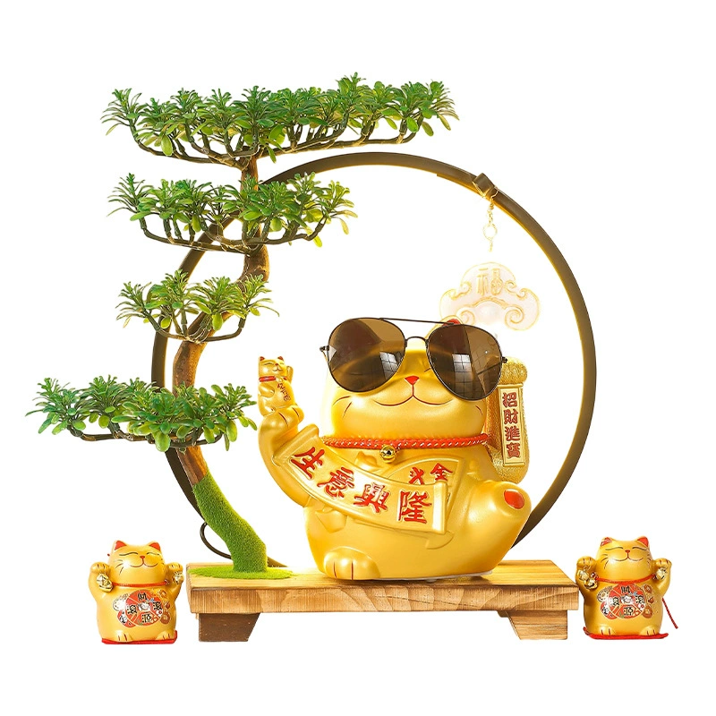 Automatic waving lucky cat ornaments store front desk opening housewarming gift electric waving lucky cat