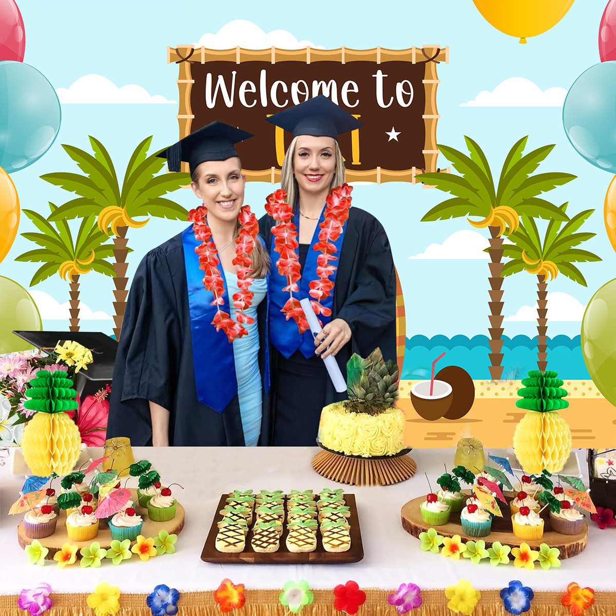 Conjunto de globos de globo hawaiano Decoración de la escena Combinación de globos de látex redondos de 10 pulgadas Fiesta hawaiana