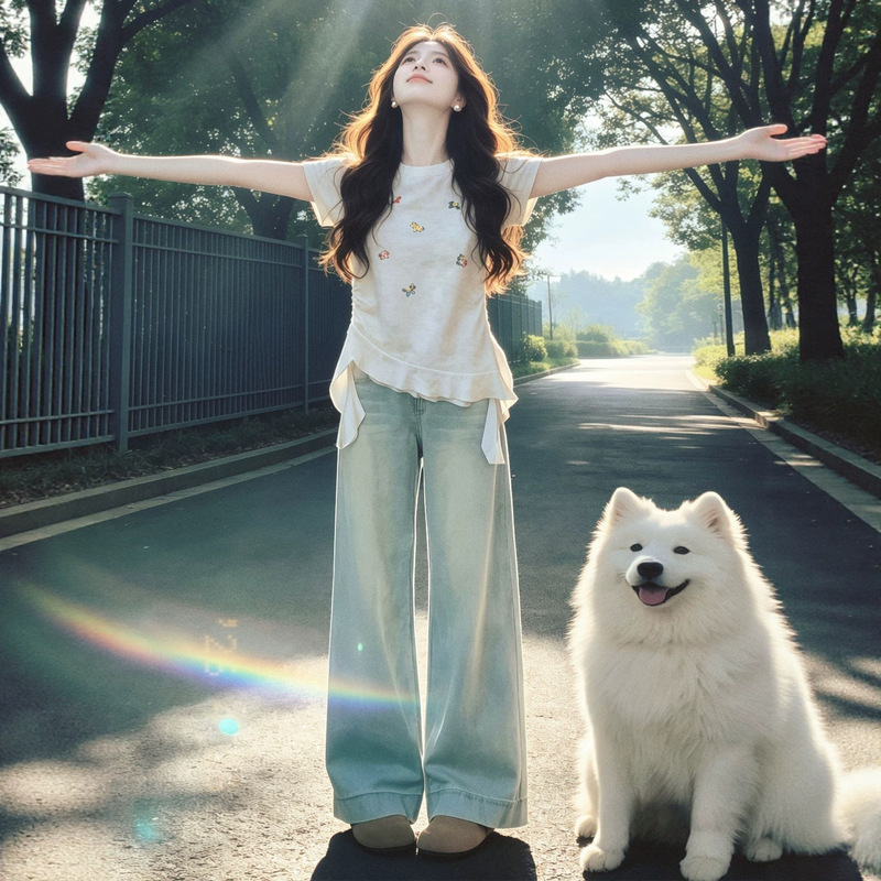 Korean Fashion Printed Tie-Dye Short-Sleeved T-Shirt for Women 2026 Summer New Style Asymmetrical Versatile Top Trendy A12510 Korean Fashion Printed Tie-Dye Short-Sleeved T-Shirt for Women 2026 Summer New Style Asymmetrical Versatile Top Trendy A12510