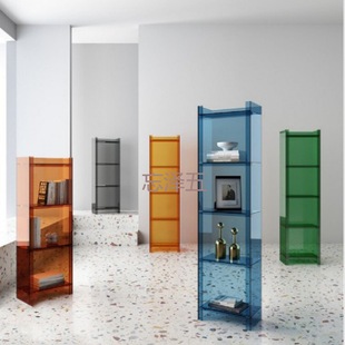 PC Light Luxury Small Bookshelf Balcony Household Narrow Cabinet Simple Solid Wood Floor Storage Rack Hand-held Integrated Wall Storage