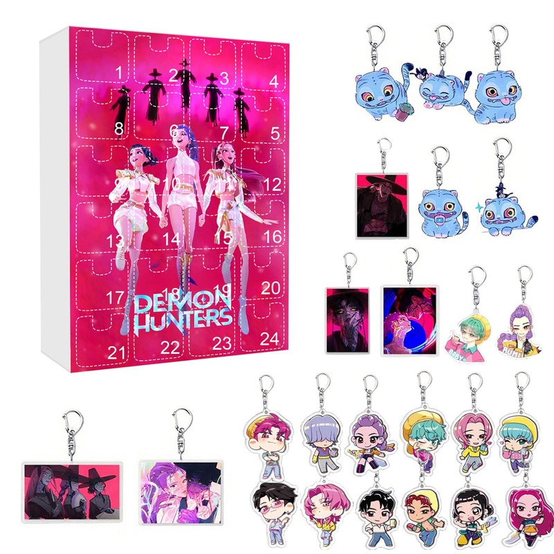 跨境KPOP 猎魔 女团圣诞来临日历盲盒 背包平面亚克力钥匙扣 挂饰|undefined