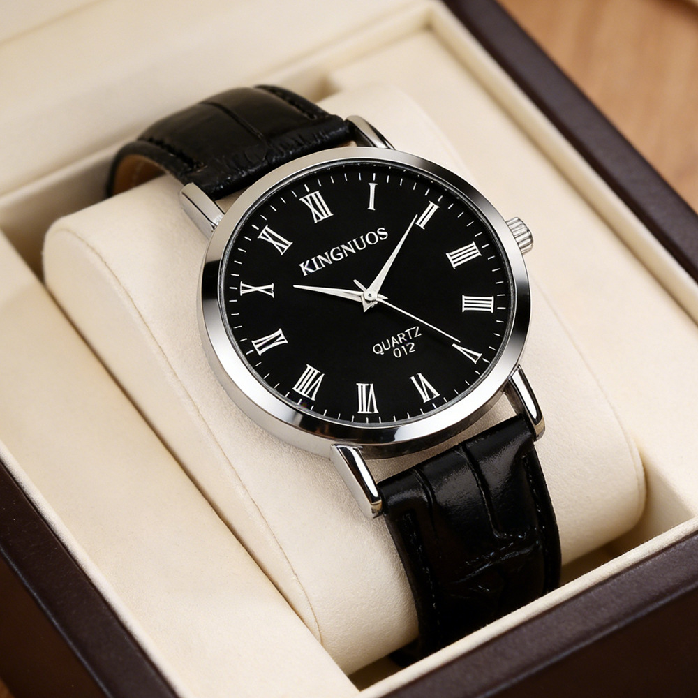 Korean Style Unisex Roman Numeral Trendy Fashion Leather Strap Men's Watch Student Casual Quartz Watch Waterproof Watch Trending