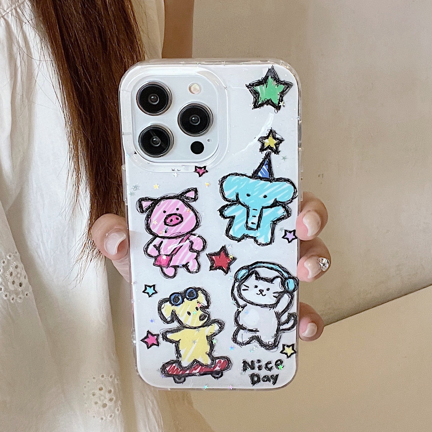 Dibujos animados de graffiti en su lugar para iPhone16 Apple 15Pro/14Pro nueva cadena 16PM 13 pareja 16P