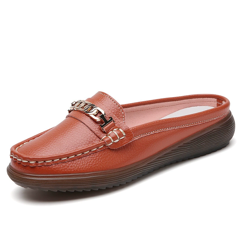 Кожаные лоферы на Slip-On для мамы – повседневная обувь в бежевом/черном/кофейном/оранжевом/индиго