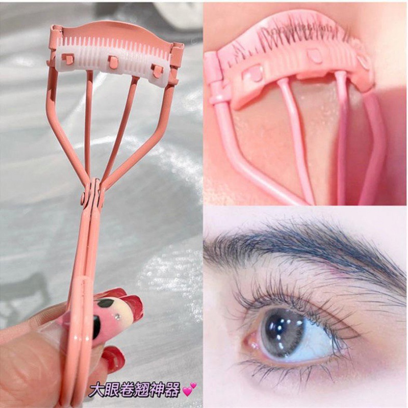 Hot Pink rizador de pestañas con peine novato curling pestañas postizas herramienta auxiliar curling Dispositivo portátil pestañas parciales