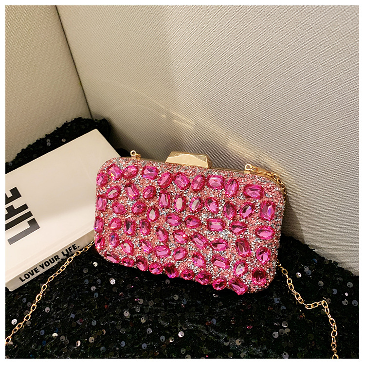 New cross-border full-diamond shiny bags, diamond-encrusted clutch bags, dinner bags, wedding banquet bags, party bags, small square bags and women's bags undefined