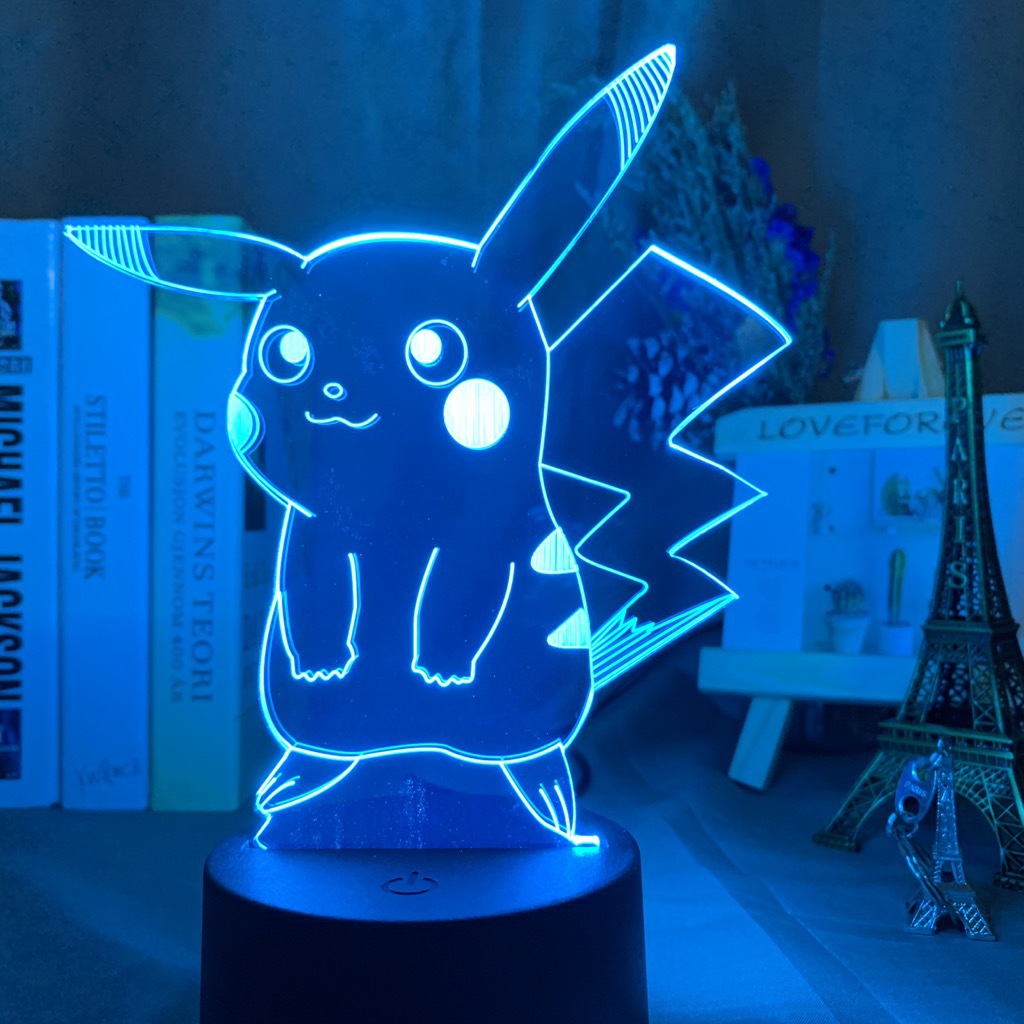 Baokemeng Pikachu 3D luz de la noche LED producto creativo mascota elfo regalo lámpara Mesa mágica bebé