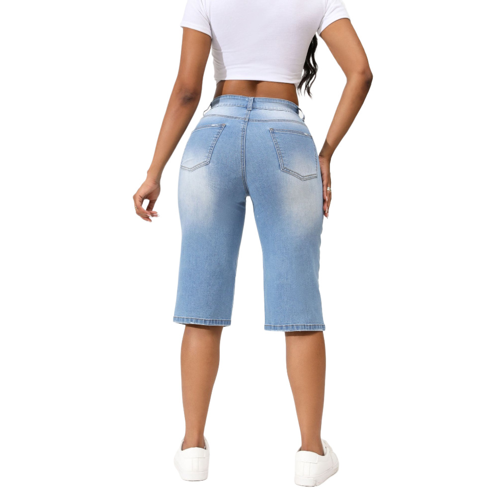 Ropa de Mujer Independiente Europea y Americana 2025, Jeans Rotos Elásticos de Alta Calidad, Novedades de Verano Transfronterizas en Existencia para Dropshipping