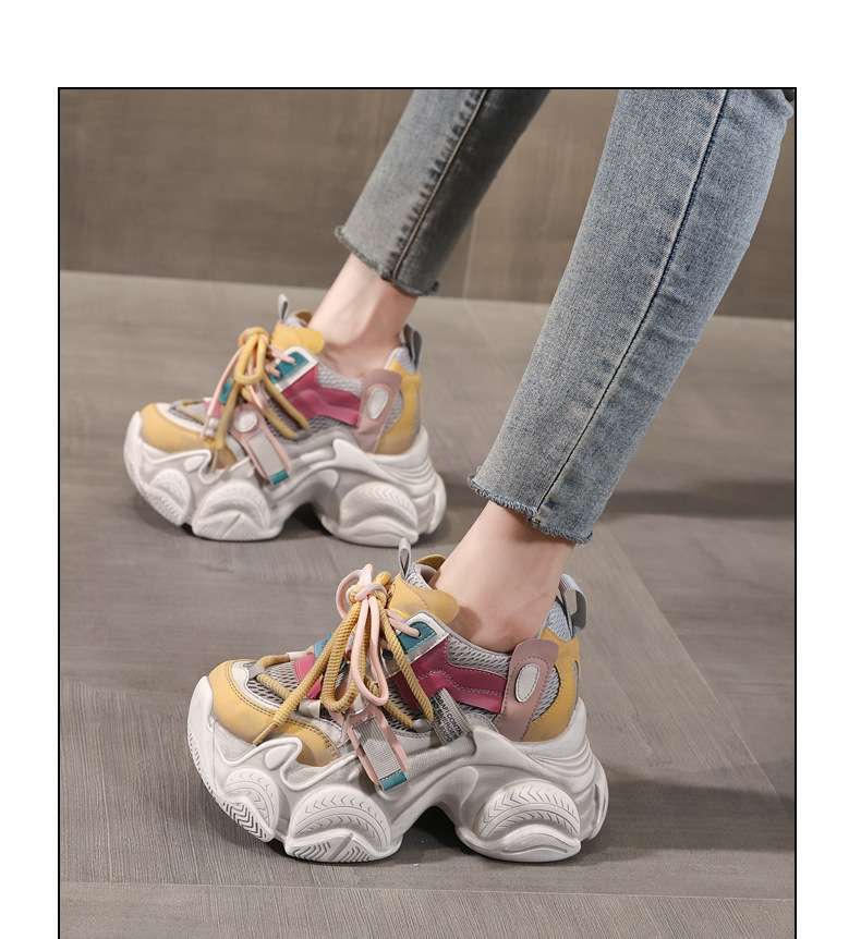 Giày sneaker nữ đế dày chunky lưới thoáng khí tăng chiều cao — màu sắc chi tiết 11