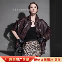 高奢系列英国进口植鞣赛文皮衣外套帅气织带绵羊皮衣显瘦百搭夹克