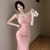 Fish tail pearl chain suspender dress slim fit banquet bag arm skirt