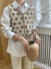 Autumn knitted vest, fashionable cardigan, jacket, with embroidery, Chinese style