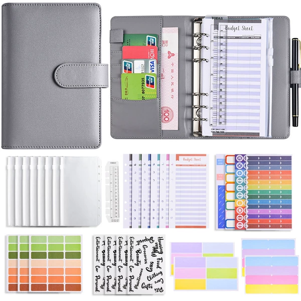 [Luxury Gift Pack] - Gray (12 budget cards + 8 zipper bags + 2 word stickers + 3 multi-function stickers + caliper 1 + color label stickers 2 + 2)