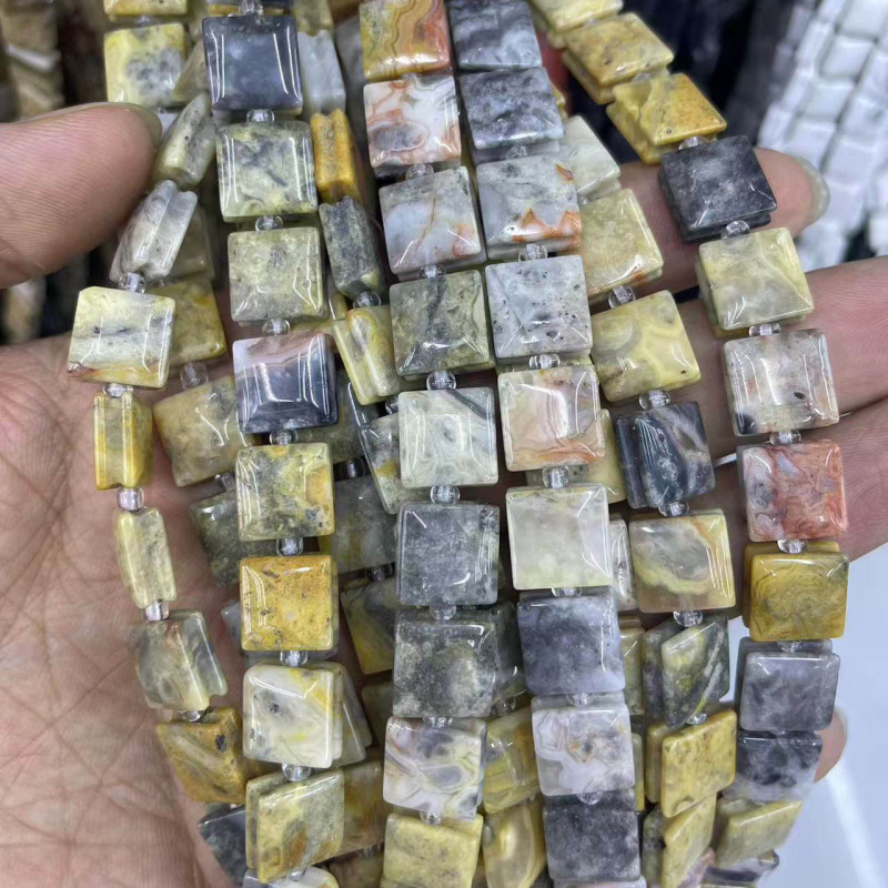 新しい天然ローズクォーツアマゾナイトスクエア溝ビーズ半完成手作り DIY 多用途ブレスレットネックレスジュエリー|undefined