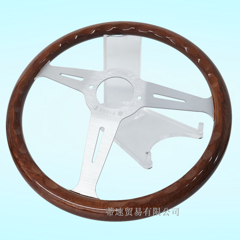 Cross-Border Best-Selling Nardi Modified 14-Inch 350mm Peach Wood Color Steering Wheel with Universal 74mm Hole Spacing and Aluminum Horn Cover