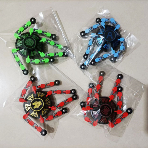 Fingertip mechanical gyroscope children's toy boy black technology deformable finger light-emitting decompression ever-changing gyroscope wholesale