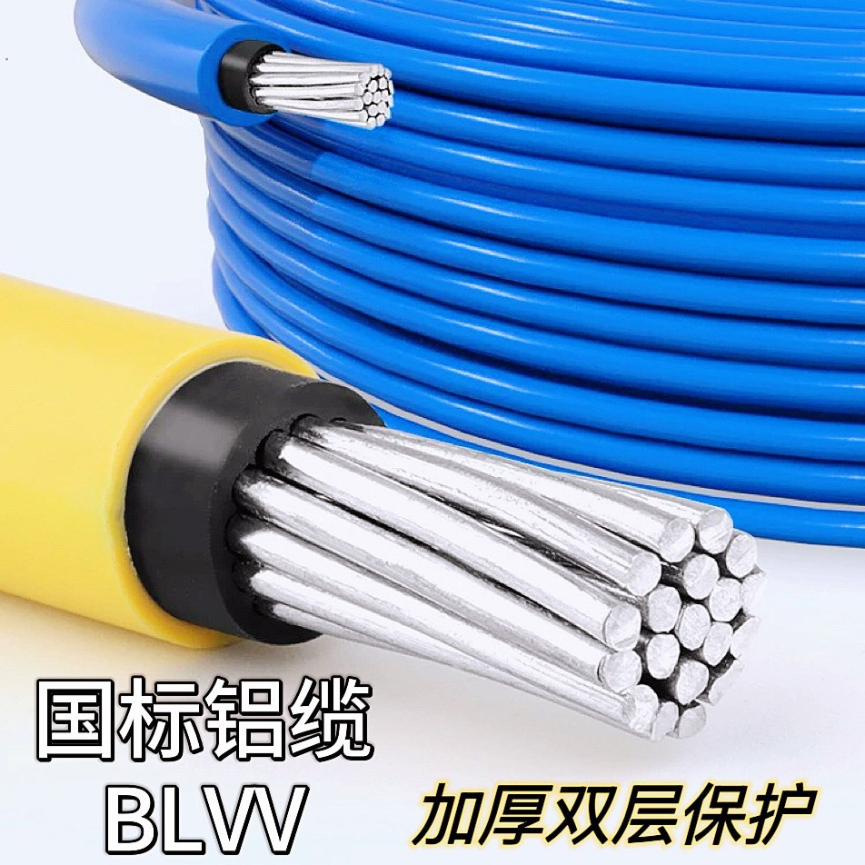 国标双塑BLVV10/16/25/35/50/70/120平方无氧铝电源足米阻燃电线