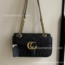 跨境外贸现货经典双G马蒙链条包marmont单肩斜挎女包百搭真皮包包