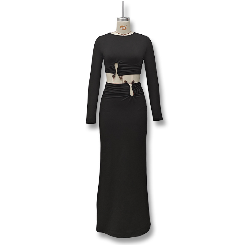 2024 Autumn Winter European And American Hot-Selling Women's Fashion New Fashionable Crop Top Long Sleeve Slim Fit Skirt_ecoleips.com